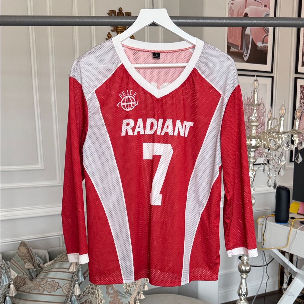 NWOT Red and White Radiant Sports Jersey XS